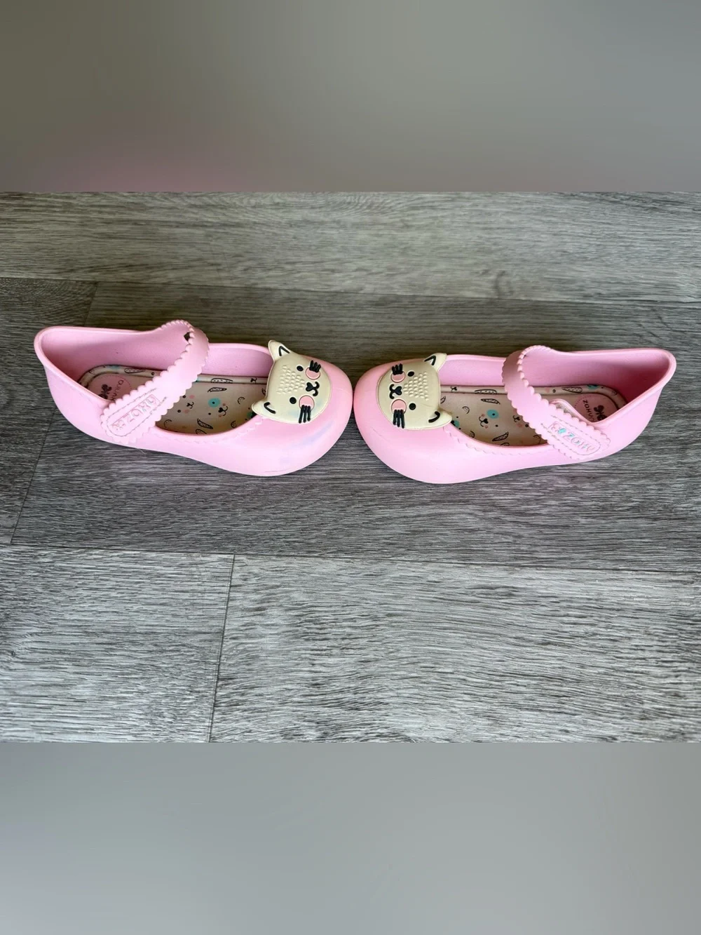Zaxy Nina Pink Cat Jelly Flat Mary Jane Shoes